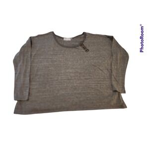 Long Sleeve Henley Top Casual Button Gray‎ T-Shirt
